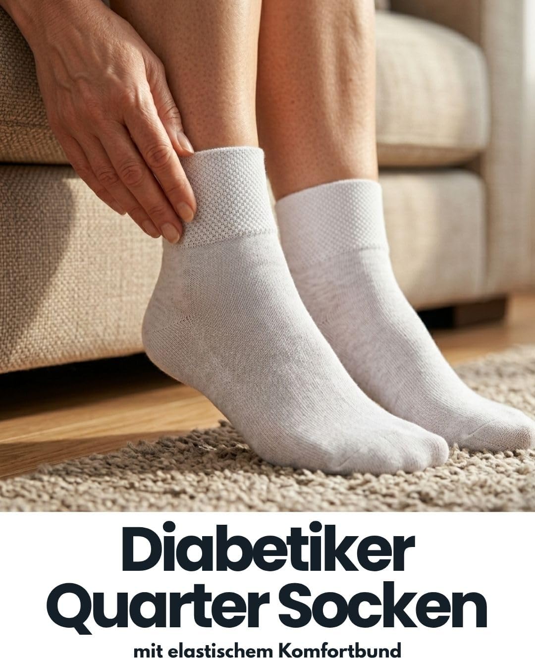 Detalle de sockenkauf24 – 10 Paar kurze Diabetikersocken (Quarter) ohne Gummibund, Nahtfrei, für Damen & Herren
