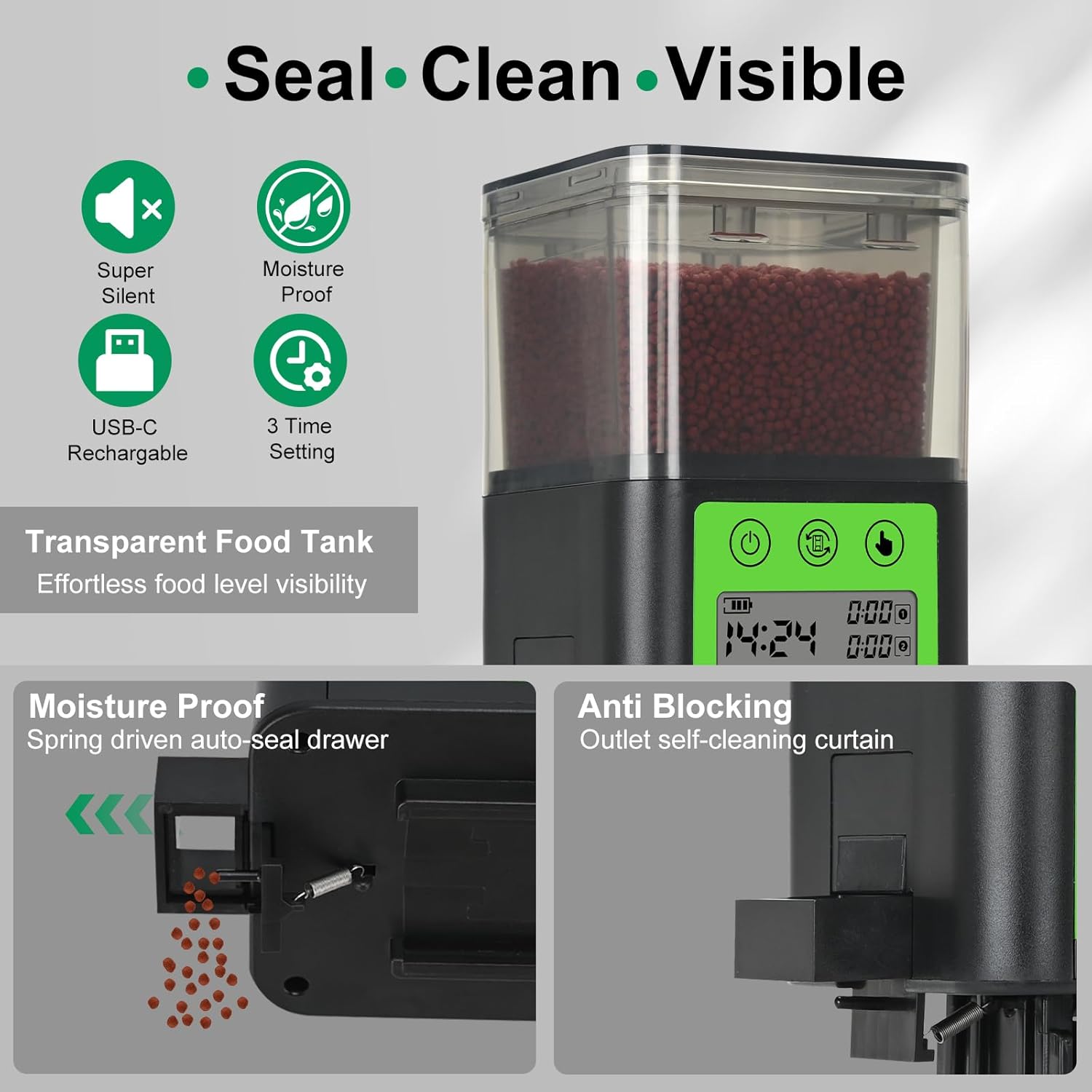 Detalle 2 de Lychee Automatic Fish Feeder 320 ml ๐