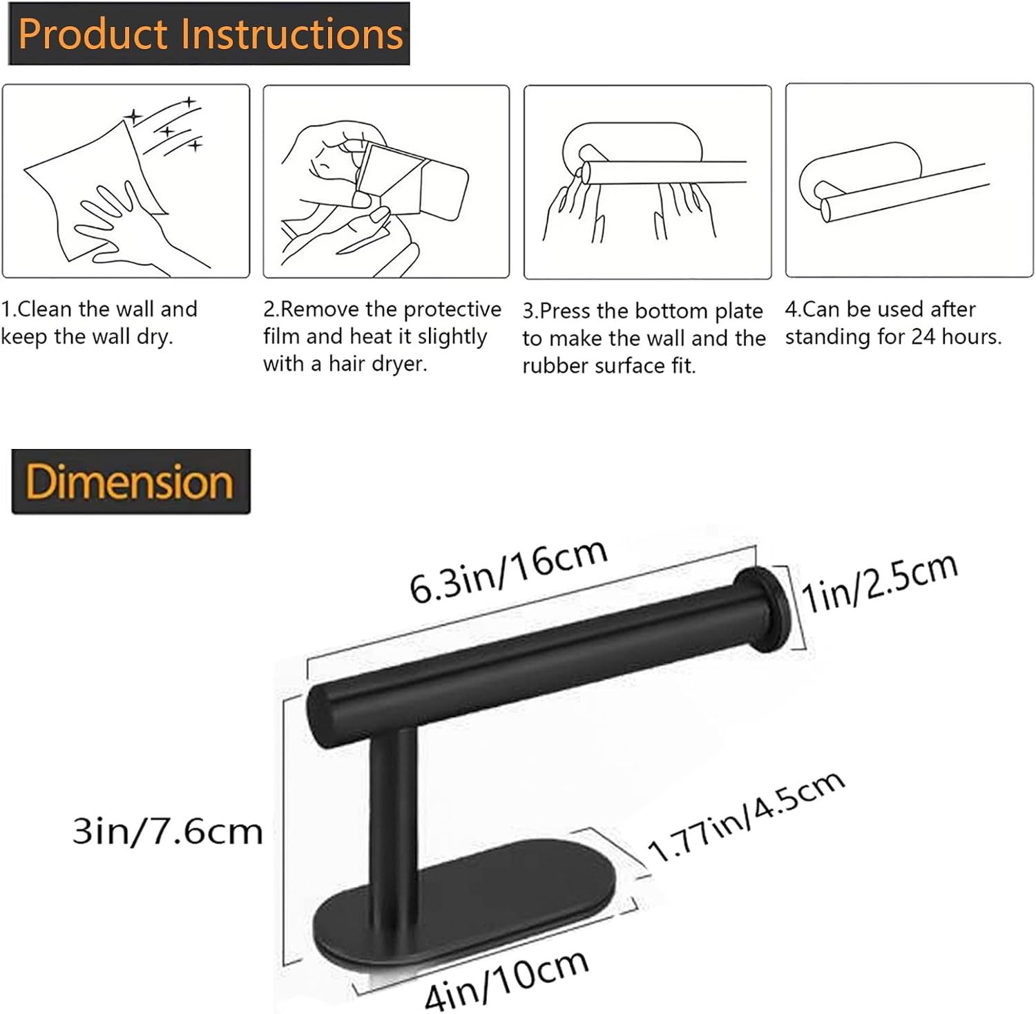 Thumbnail 6 de JOPOFI Toilet Paper Holder, Matte Black