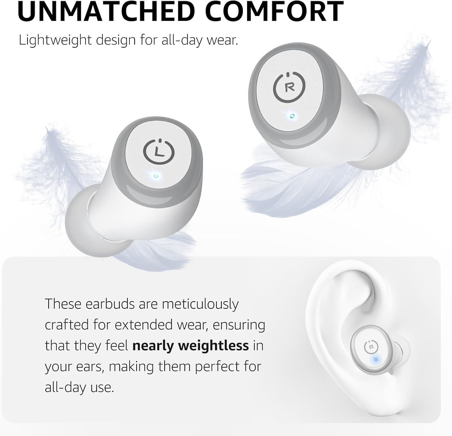 Detalle 2 de TOZO T10: cuffie Bluetooth 5.3 con controllo touch, EQ OrigX 2.0 e 55 ore di autonomia