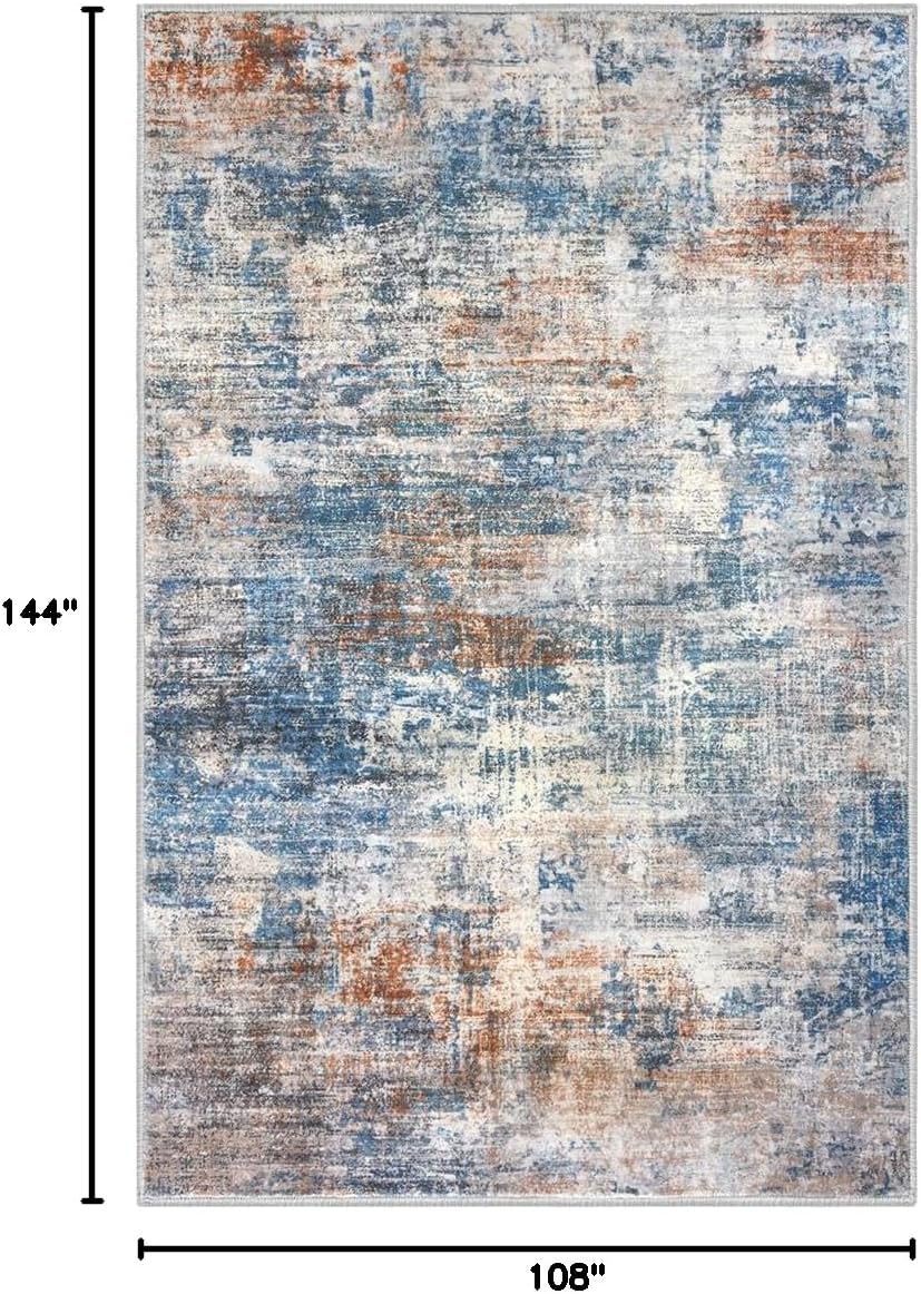 Thumbnail 1 de IOHOUZE Abstract Area Rug, 9x12 ft — Blue Rust Modern Printed Non-Slip, Washable