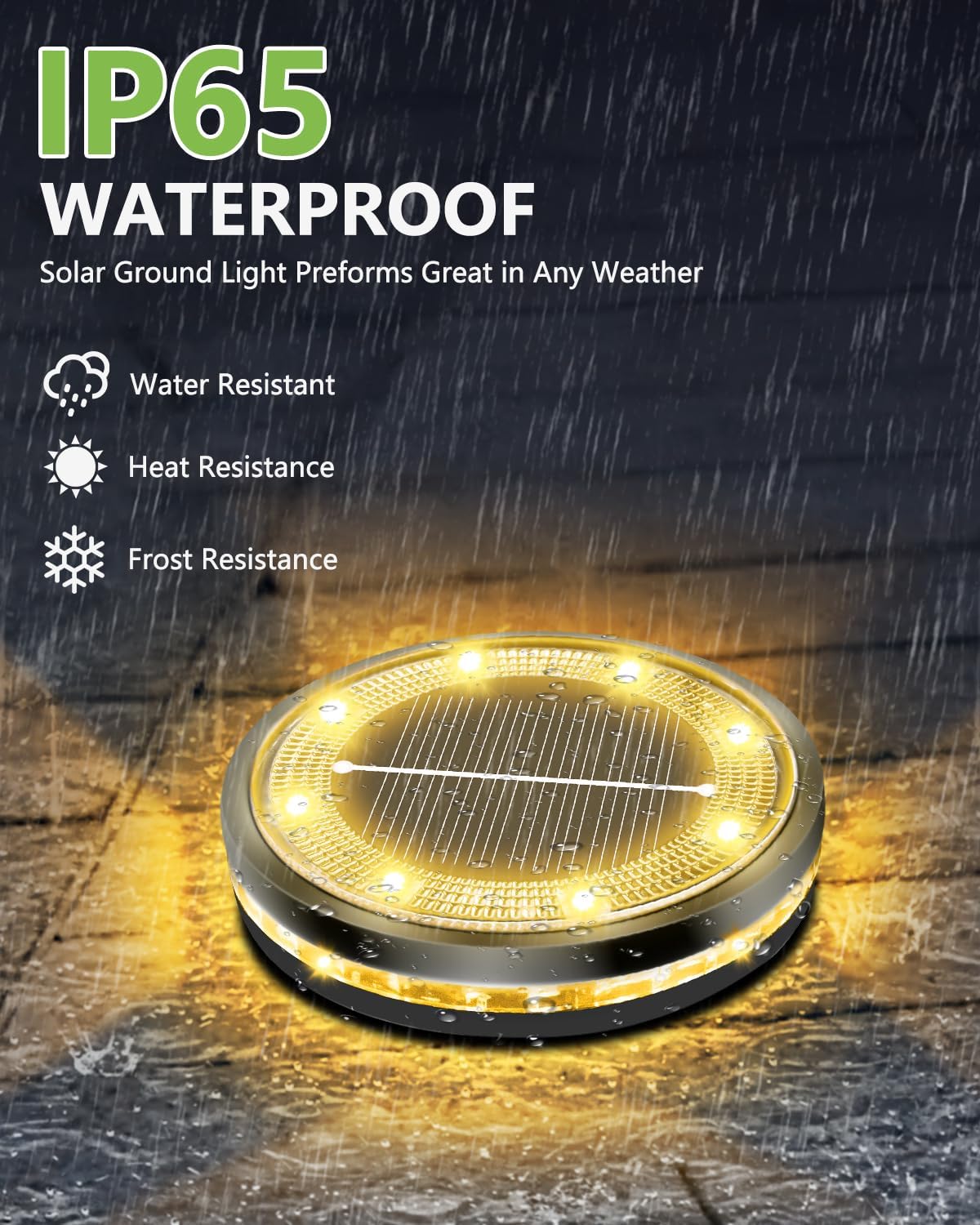 Detalle de Bowfar 12er Set Solar-Bodenleuchten für außen mit 12 LEDs, IP65 (warmweiß)