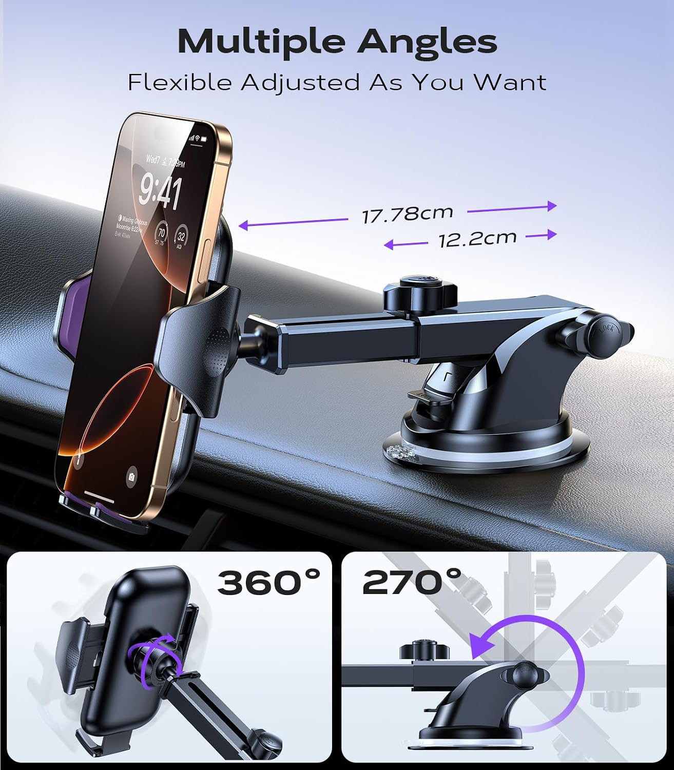 Detalle 1 de VICSEED car phone holder, purple
