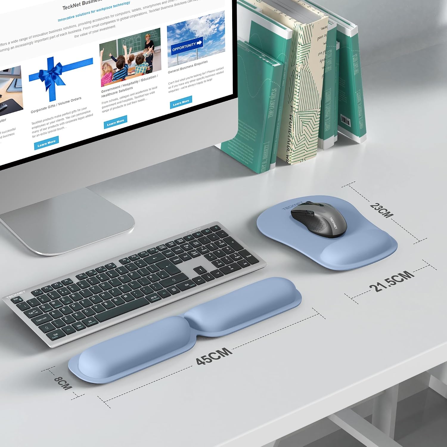 Thumbnail 6 de TECKNET Tapis de Souris et Repose-Poignet Clavier – Tapis ergonomique en mousse à mémoire, antidérapant et pliable