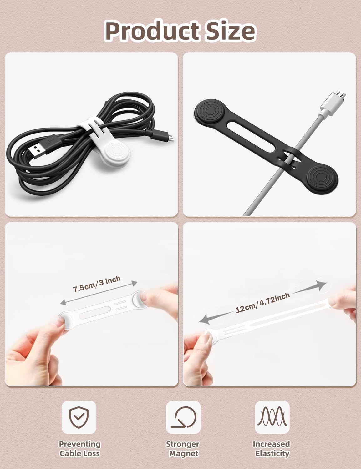 Thumbnail 1 de Kcmell Magnetic Cable Ties 8 Pack
