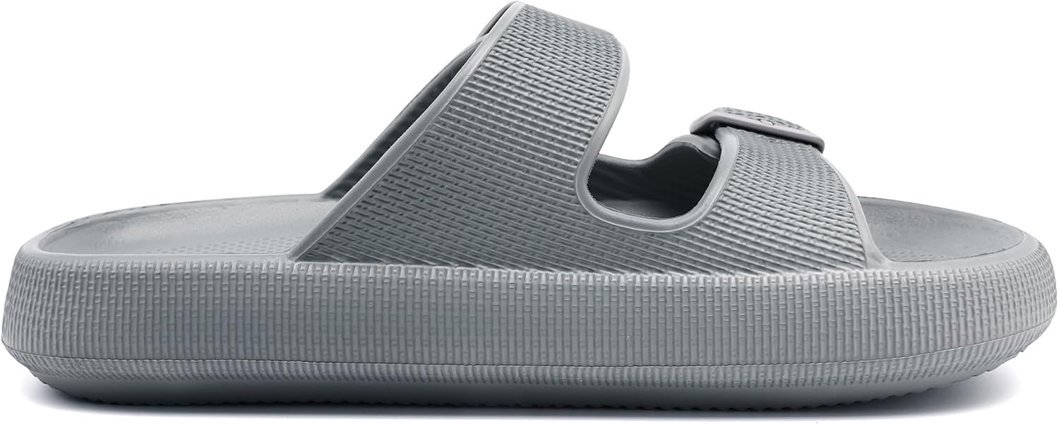 Detalle de Waysoland Cozyslides Original Damen/Herren – Wolkenschuhe mit verstellbaren Schnallen und rutschfester, schneller Trocknung