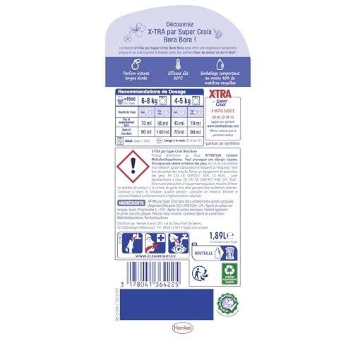Detalle de SUPERCROIX XTRA par Super Croix – Lessive parfumée Bora Bora, 42 lavages