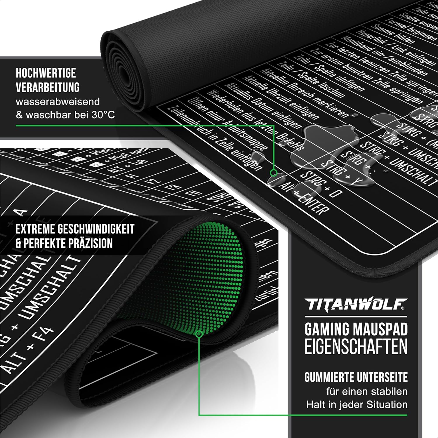 Detalle de TITANWOLF XXL Speed Gaming Mauspad 900Ă—400 mm đź–±