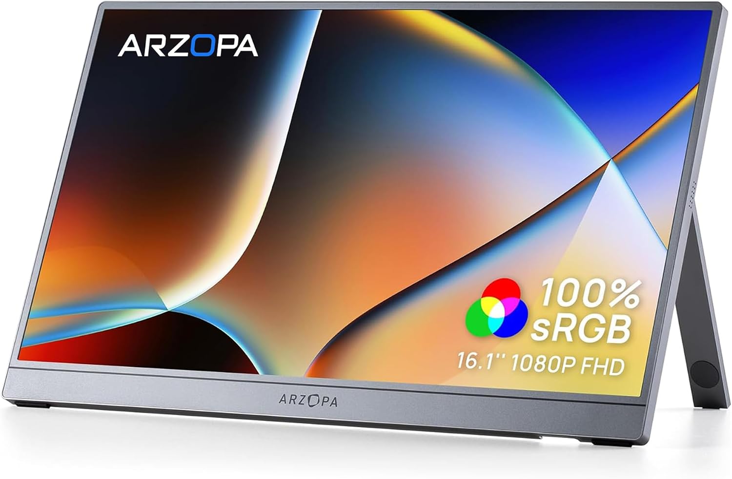 Detalle de ARZOPA 16,1 Zoll Tragbarer Monitor – 100% sRGB, FHD, HDR, IPS, Space Grau