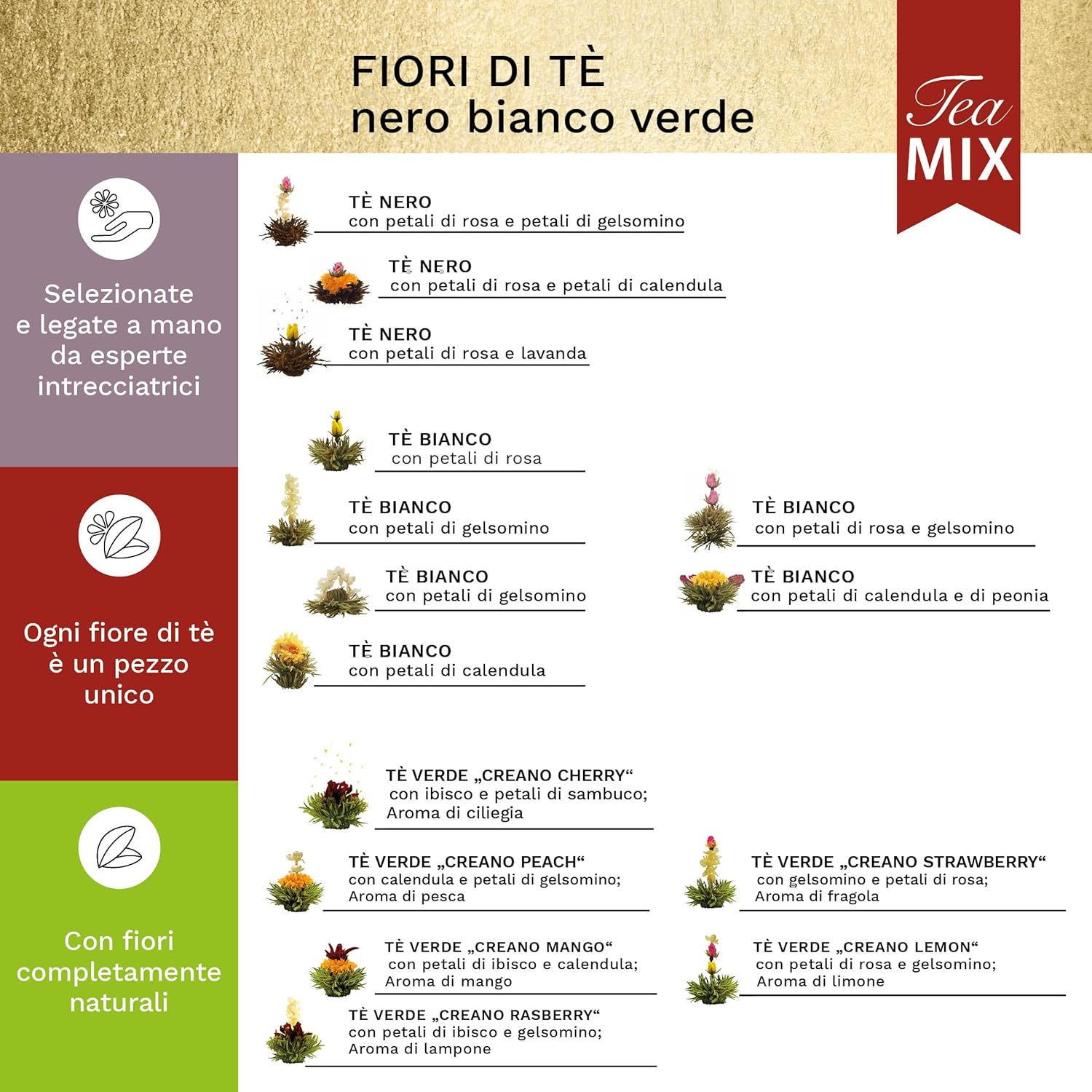 Thumbnail 1 de Creano Set Regalo 18 Fiori di Tè Bianco, Verde e Nero in scatola magnetica elegante con finestra