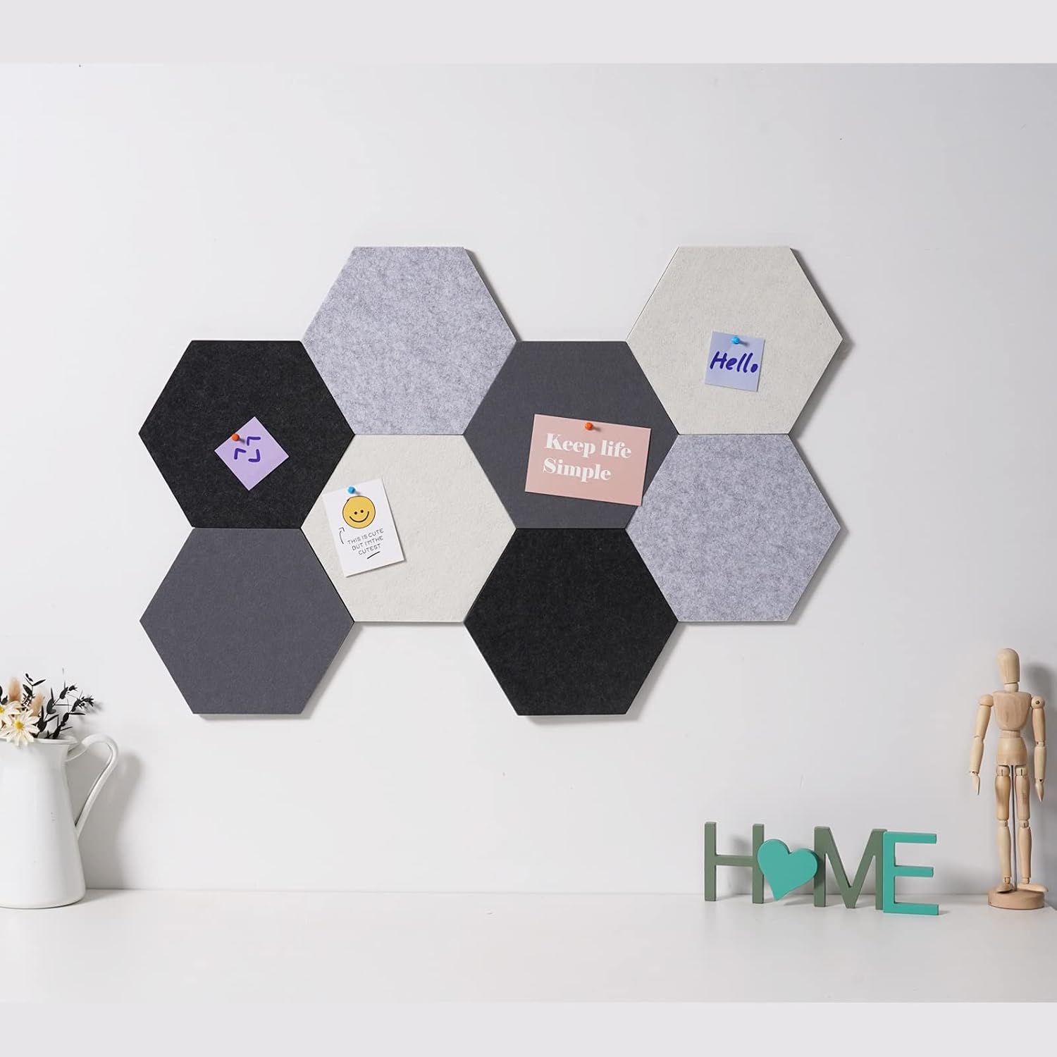 Detalle de LAJAR Felt Bulletin Board Tiles, 8-Piece Set