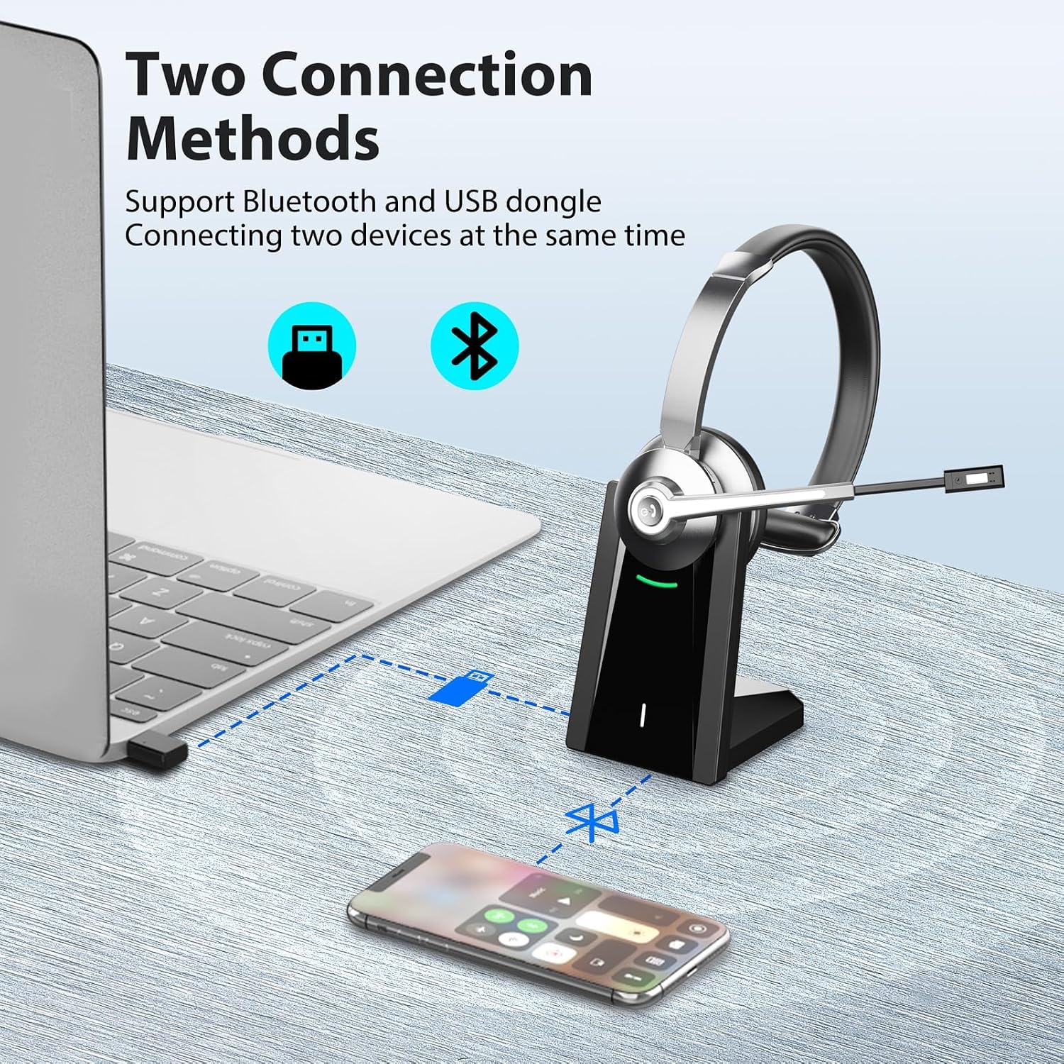 Detalle de Vonztek Wireless Headset with Microphone: A Practical Office Companion