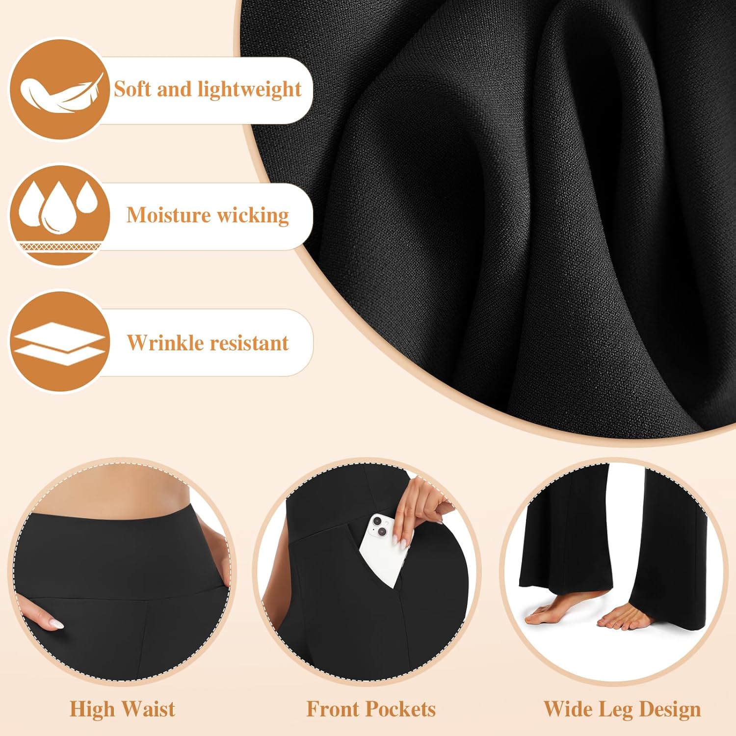 Detalle 2 de ACTINPUT Yogahose Damen High Waist – Flared Leggings mit Taschen, zwei Stoffoptionen