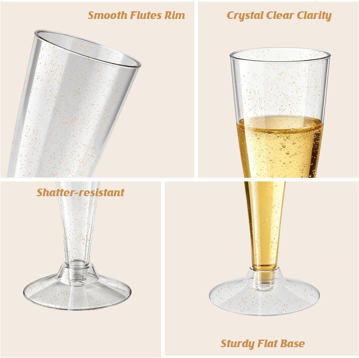 Thumbnail 6 de Plastic Champagne Flutes, 4.5 oz