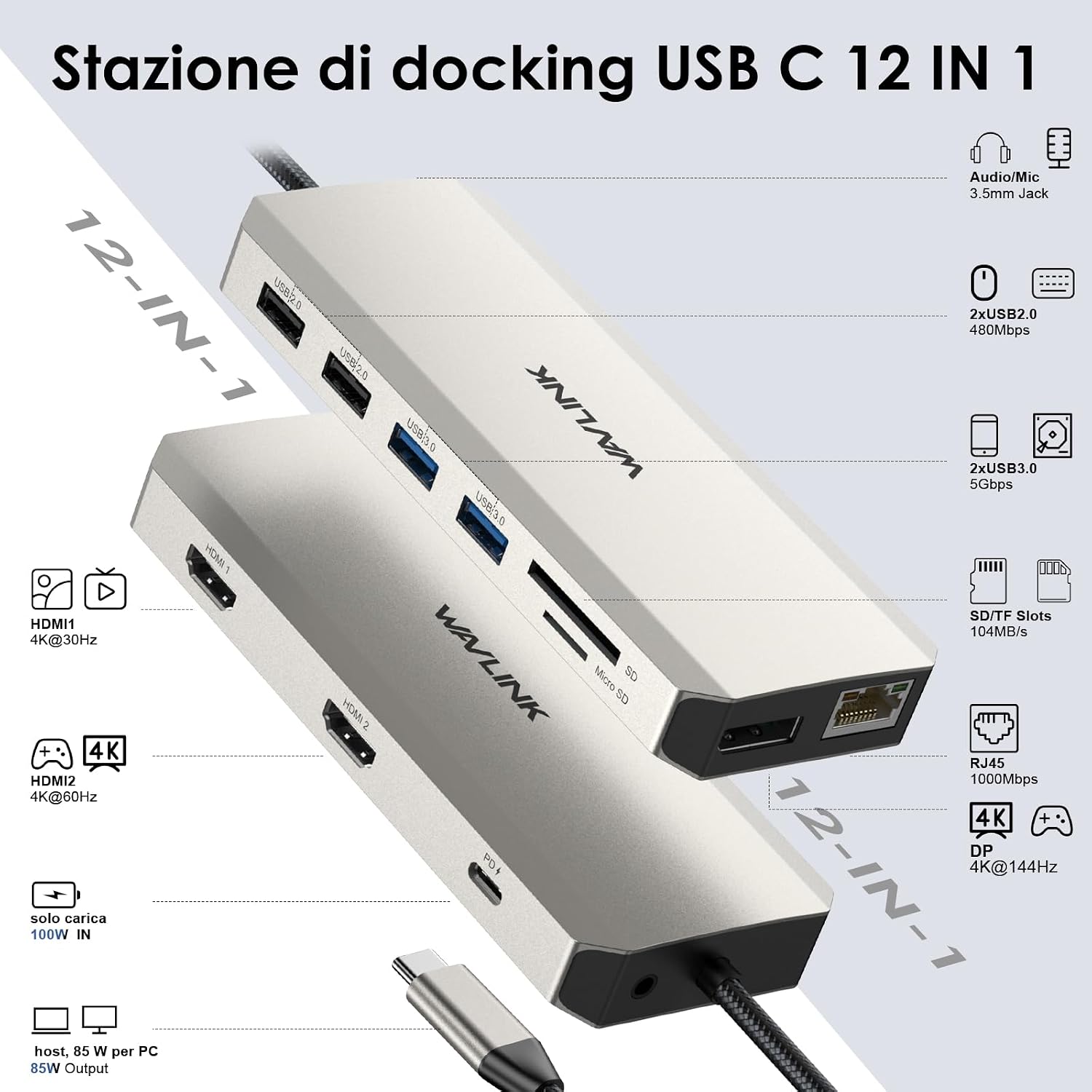 Thumbnail 1 de WAVLINK Docking Station USB-C per due monitor
