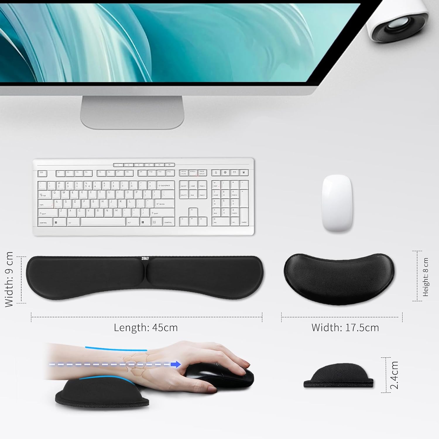 Detalle 2 de ZIBLY Wrist Rest Keyboard and Mouse Set