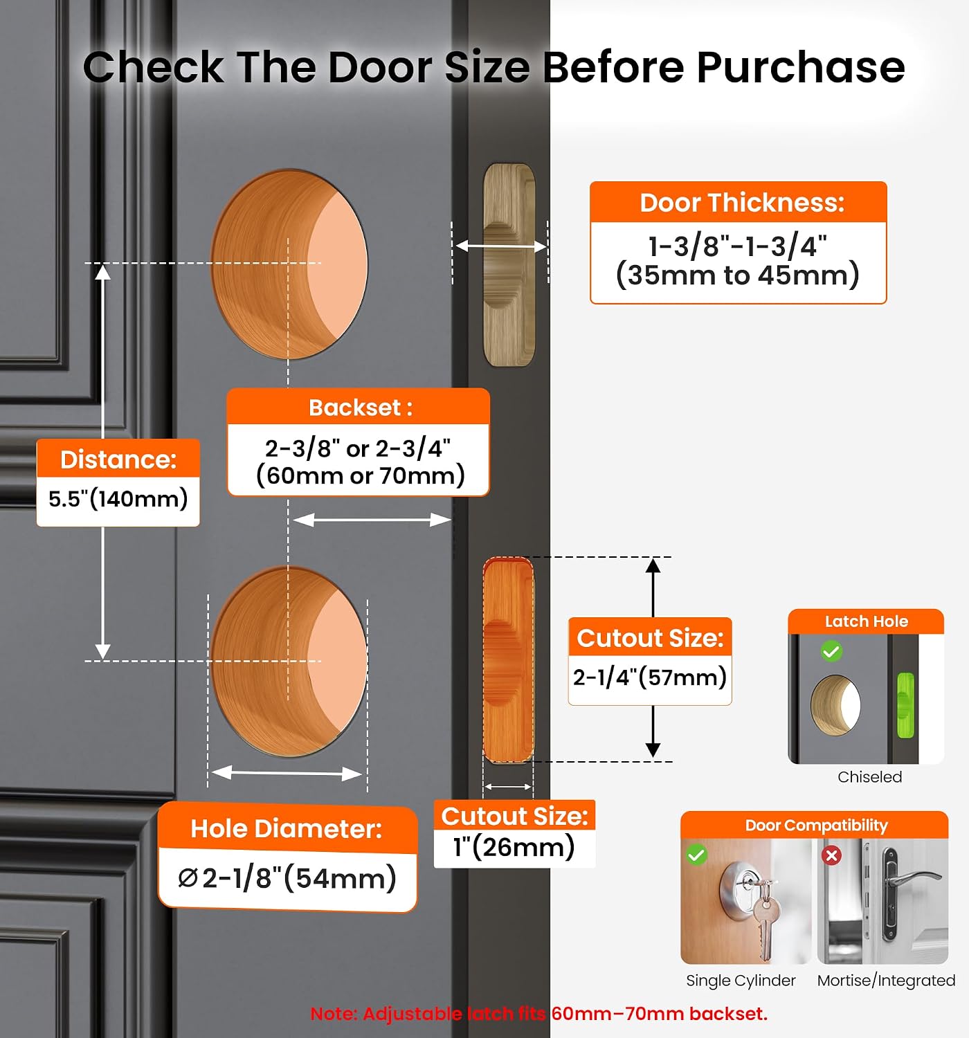 Detalle 2 de Veise Front Door Handle Lock Set Satin Nickel