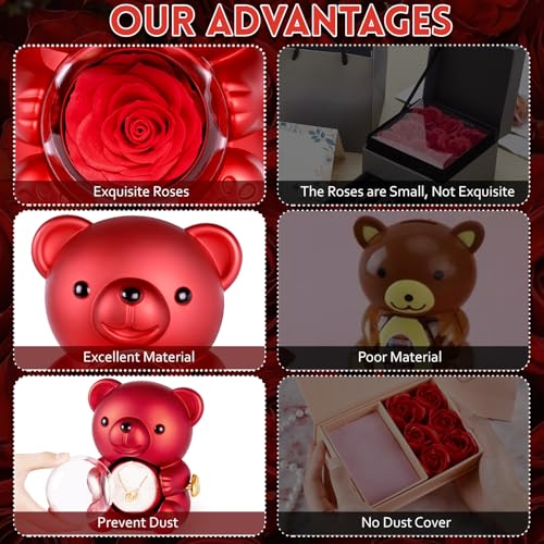 Thumbnail 2 de Aloskart Oso Rosa preservada con collar de corazón y caja de regalo