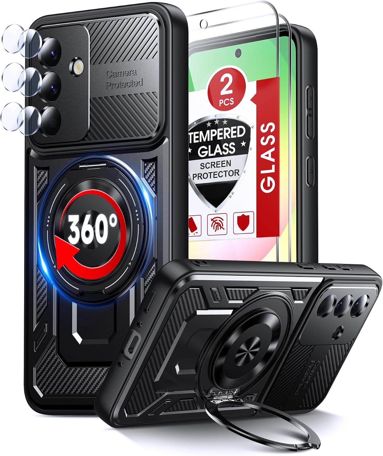 Detalle de LeYi Galaxy A36 5G case with ring stand