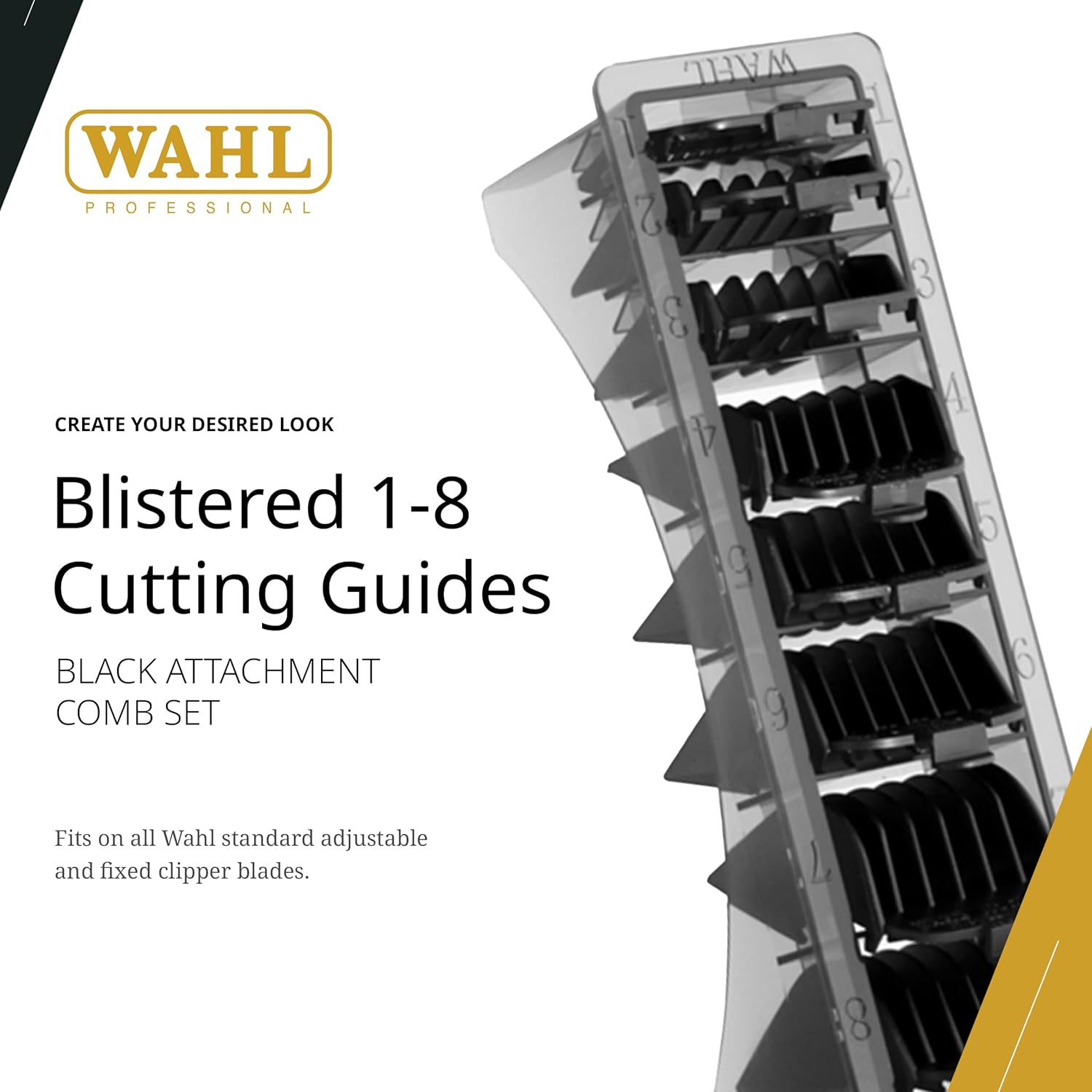 Detalle de WAHL Nylon Attachment Combs (#1–8) pour tondeuses Multi Cut – ensemble de guides