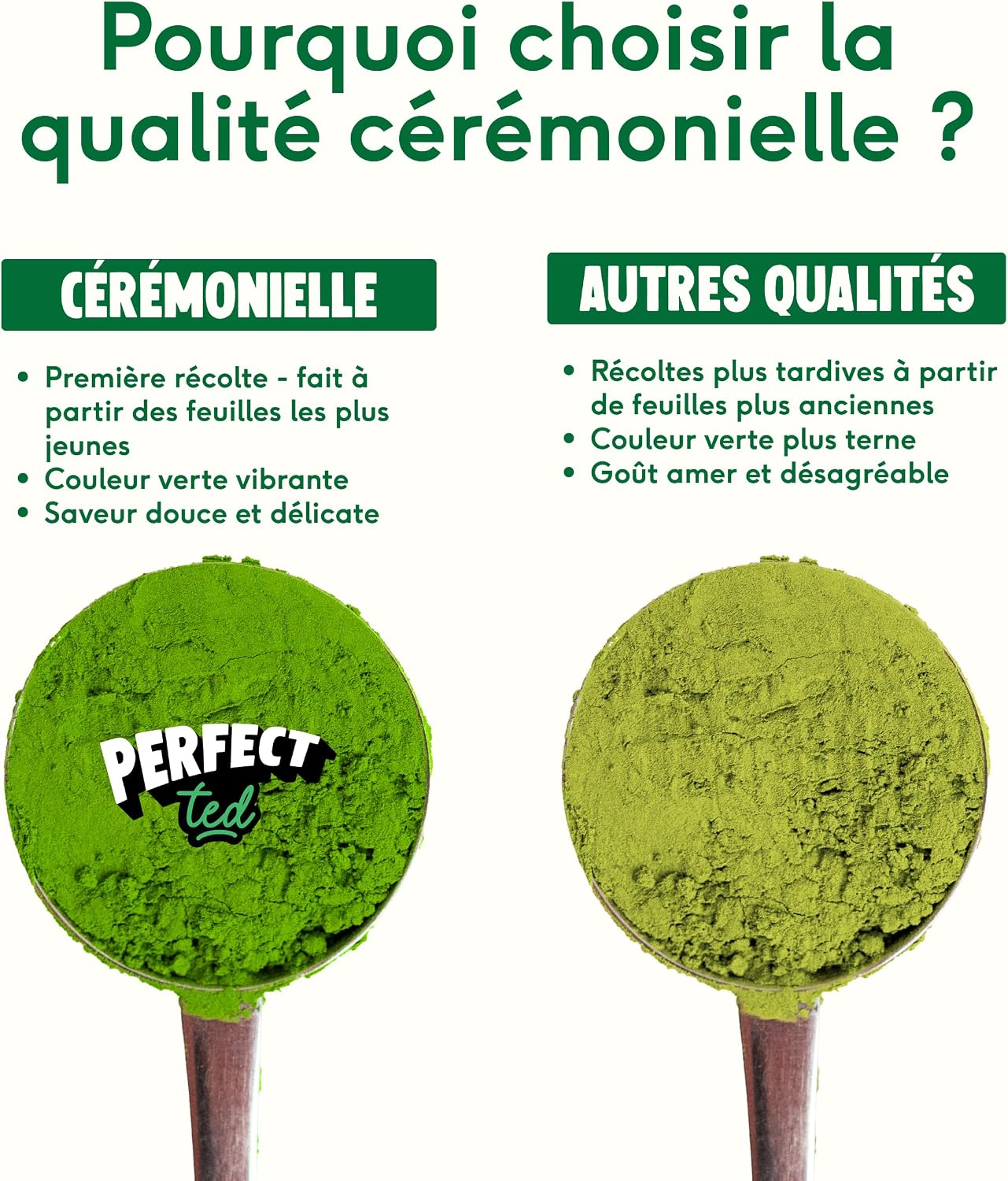 Detalle de PerfectTed Poudre de Matcha Vanille – Qualité cérémoniale, 75 g