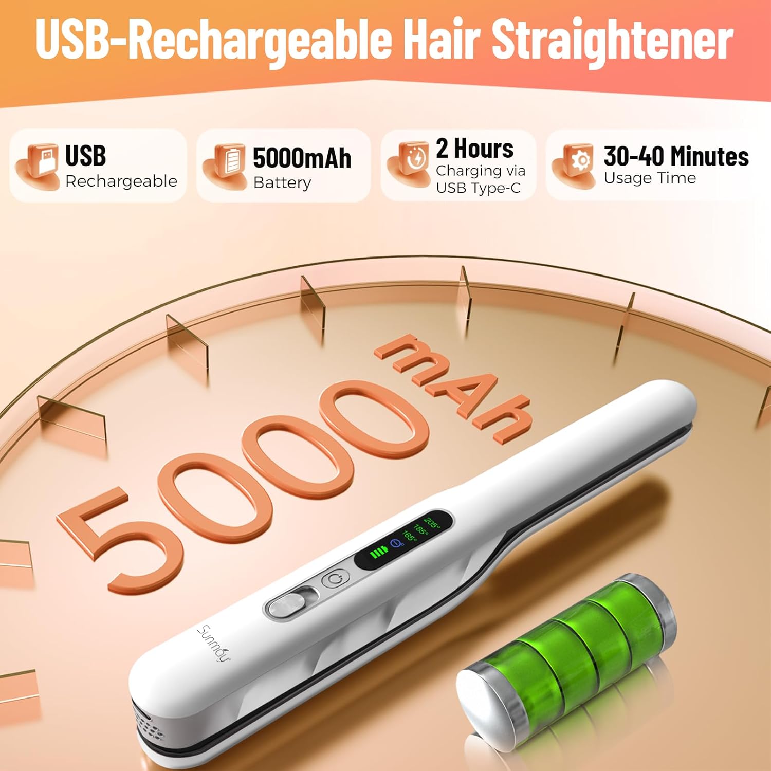 Thumbnail 5 de SUNMAY Cordless Hair Straighteners 205°C
