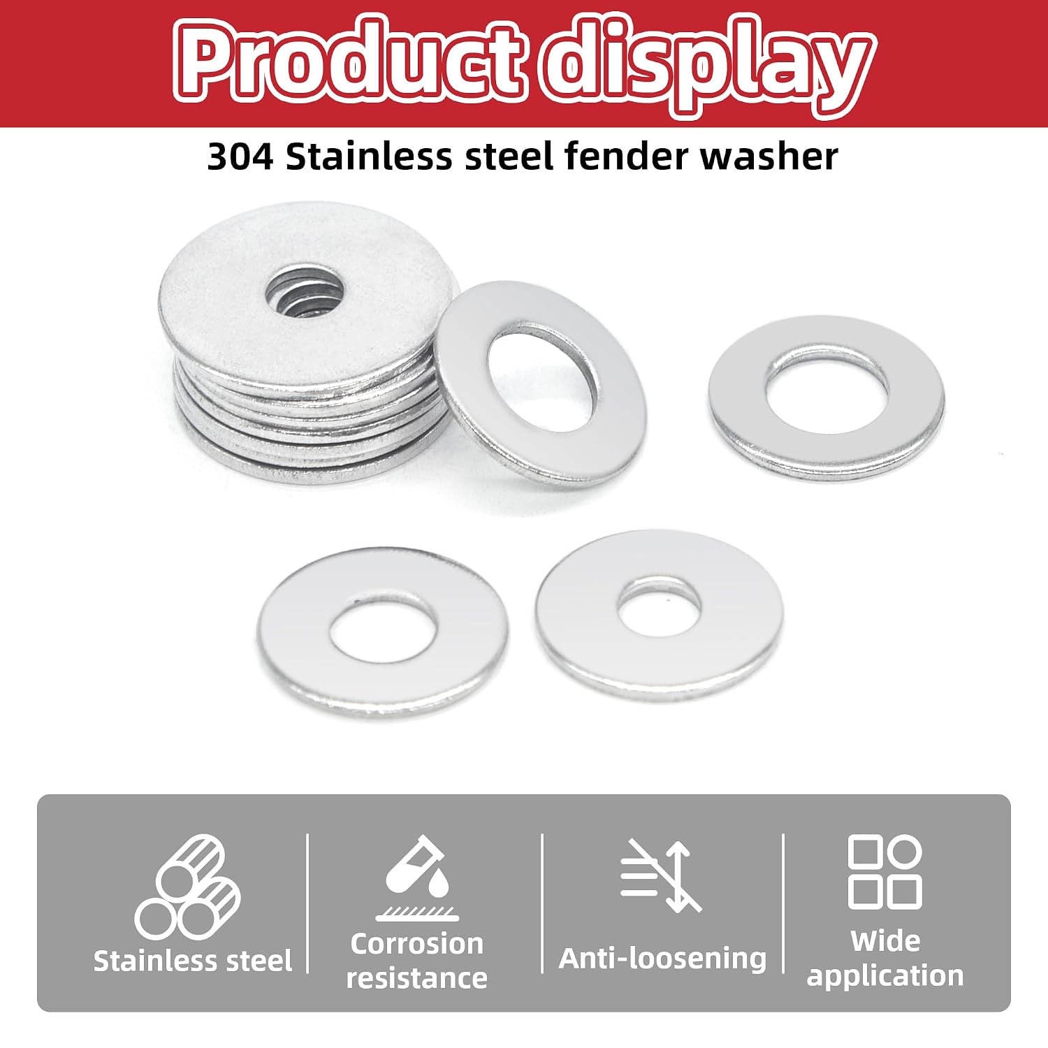 Detalle 2 de Stainless Steel Fender Washers, 84-Piece Assortment