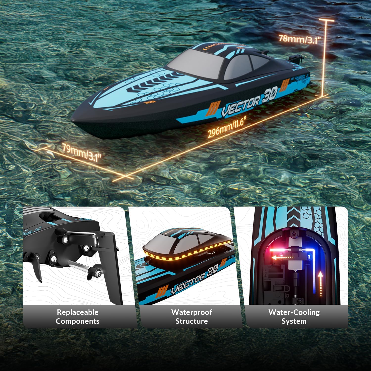 Thumbnail 4 de VOLANTEXRC RC Boat 2.4GHz with 2 Batteries