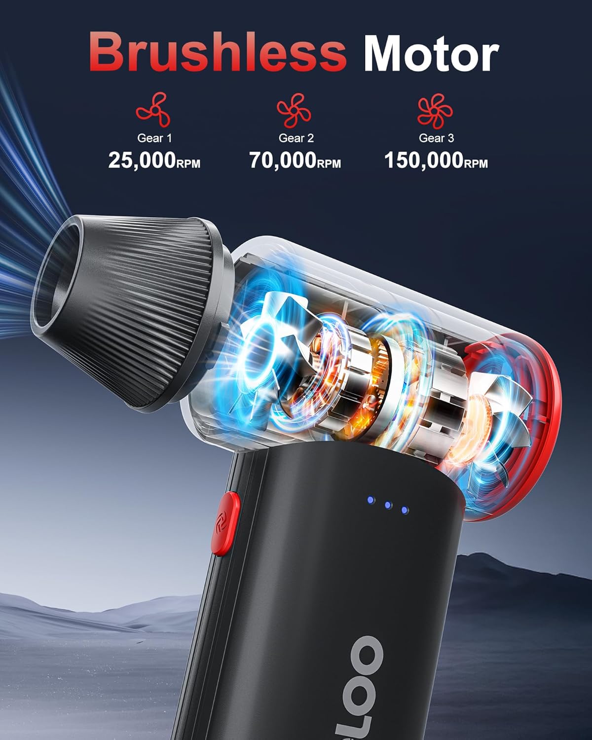 Thumbnail 1 de GOOLOO F3 Electric Air Duster – 150,000 RPM, 3-Speed Cordless Dust Blower