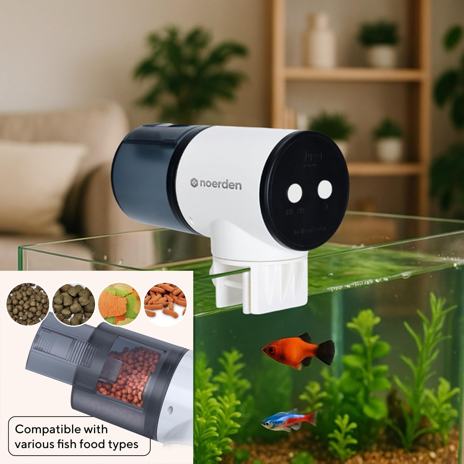 Detalle de Noerden Splashy Automatic Fish Feeder, 200ml Capacity