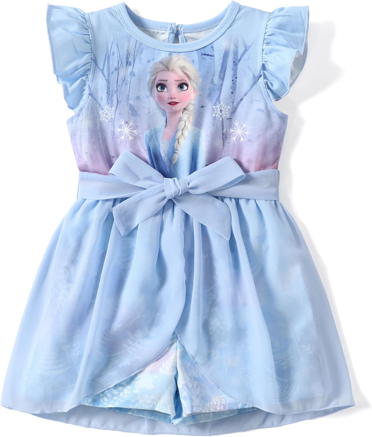 Detalle de Disney Princess Frozen Elsa Minnie Mouse Stitch Toddler Jumpsuit with Bow Overlay (2–6 Years)