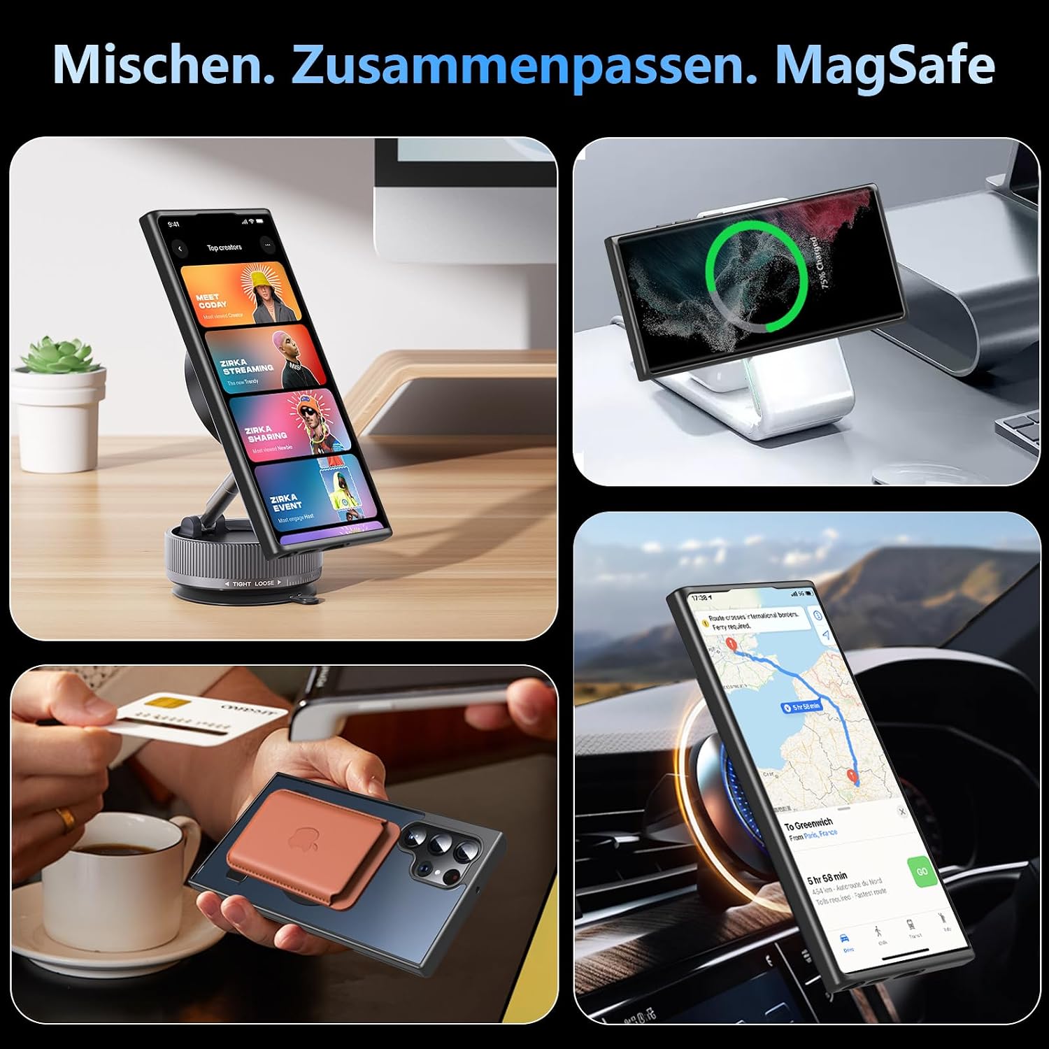 Detalle de OWKEY for Samsung Galaxy S22 Ultra Case with Stand — MagSafe Compatible, Military-Grade Protection