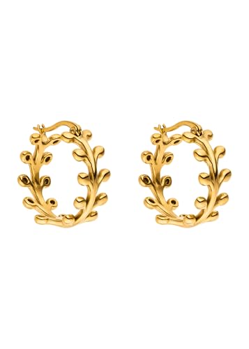 Detalle de Purelei Tiny Leaf Ohrringe, Gold – zarte Blatt-Ohrringe aus Edelstahl