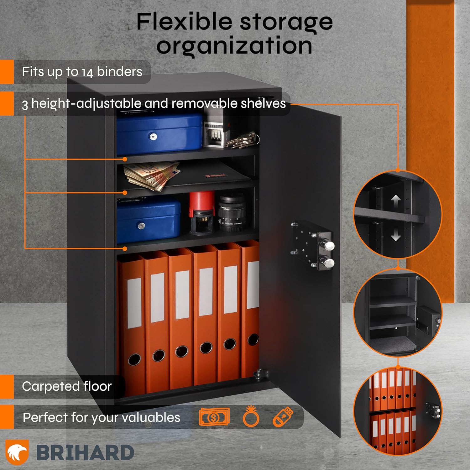 Thumbnail 3 de Brihard Business XXL Key Lock Safe 73x40x36cm with Fireproof A4 Bag