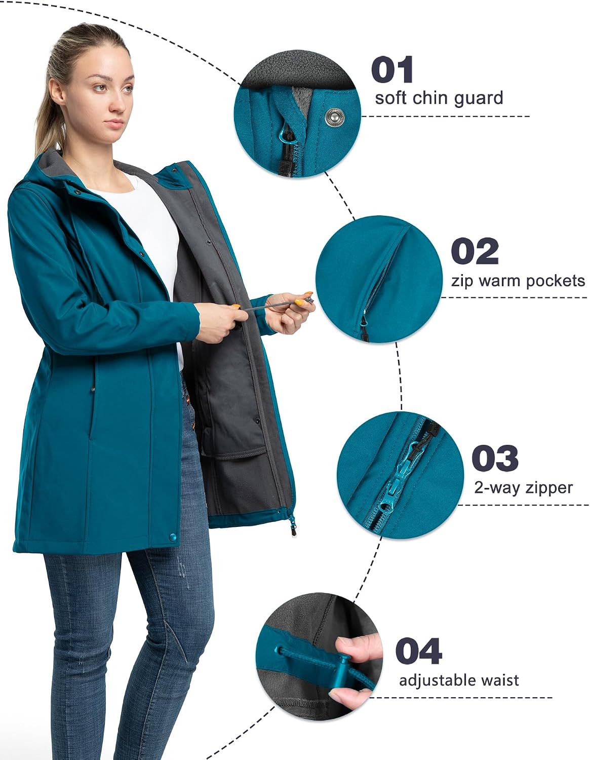 Detalle 2 de 33,000ft Damen Softshell Regenjacke