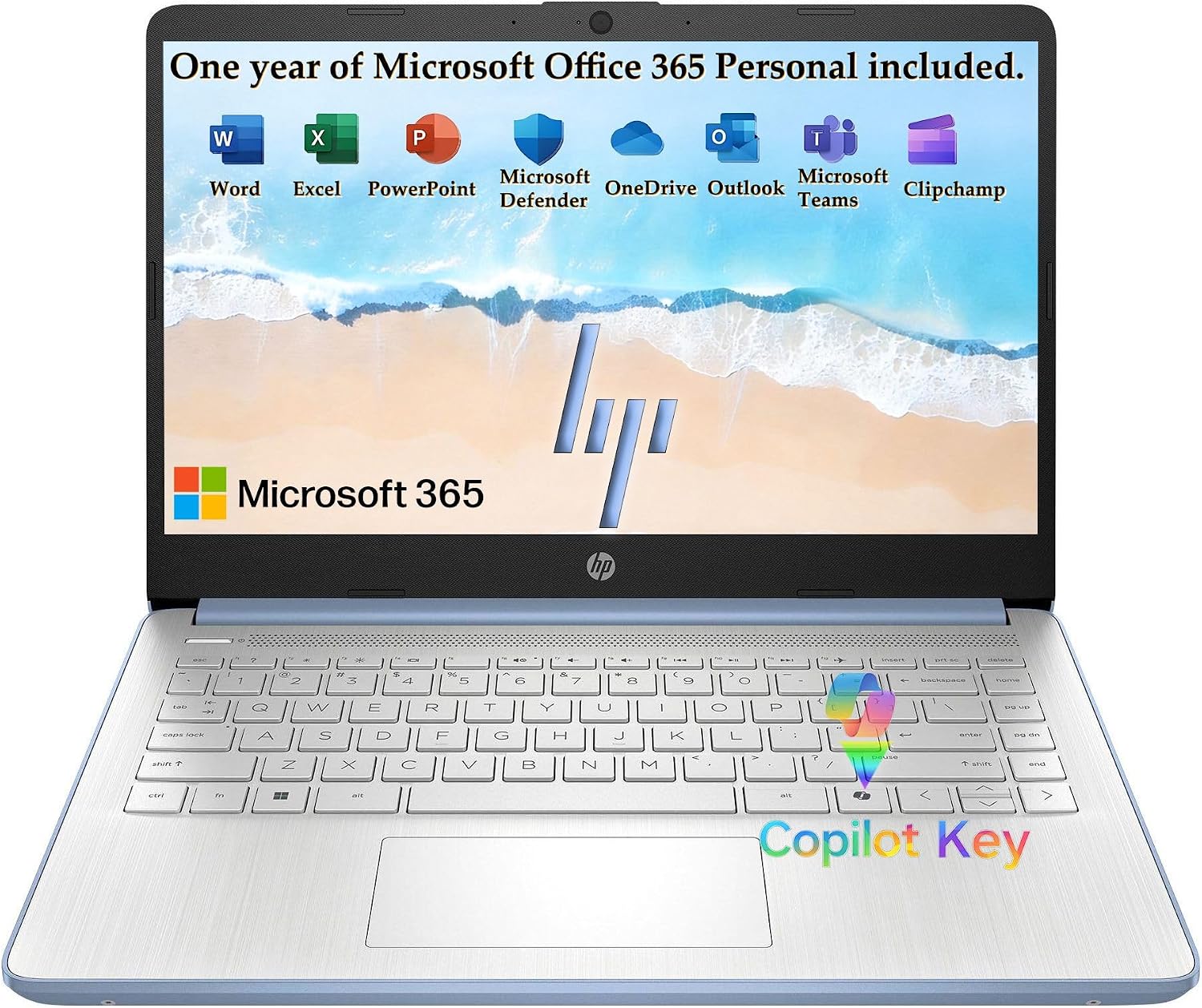 Detalle de HP Laptop PC 14 14-Inch Laptop, Intel N150, 128GB UFS, Sky Blue