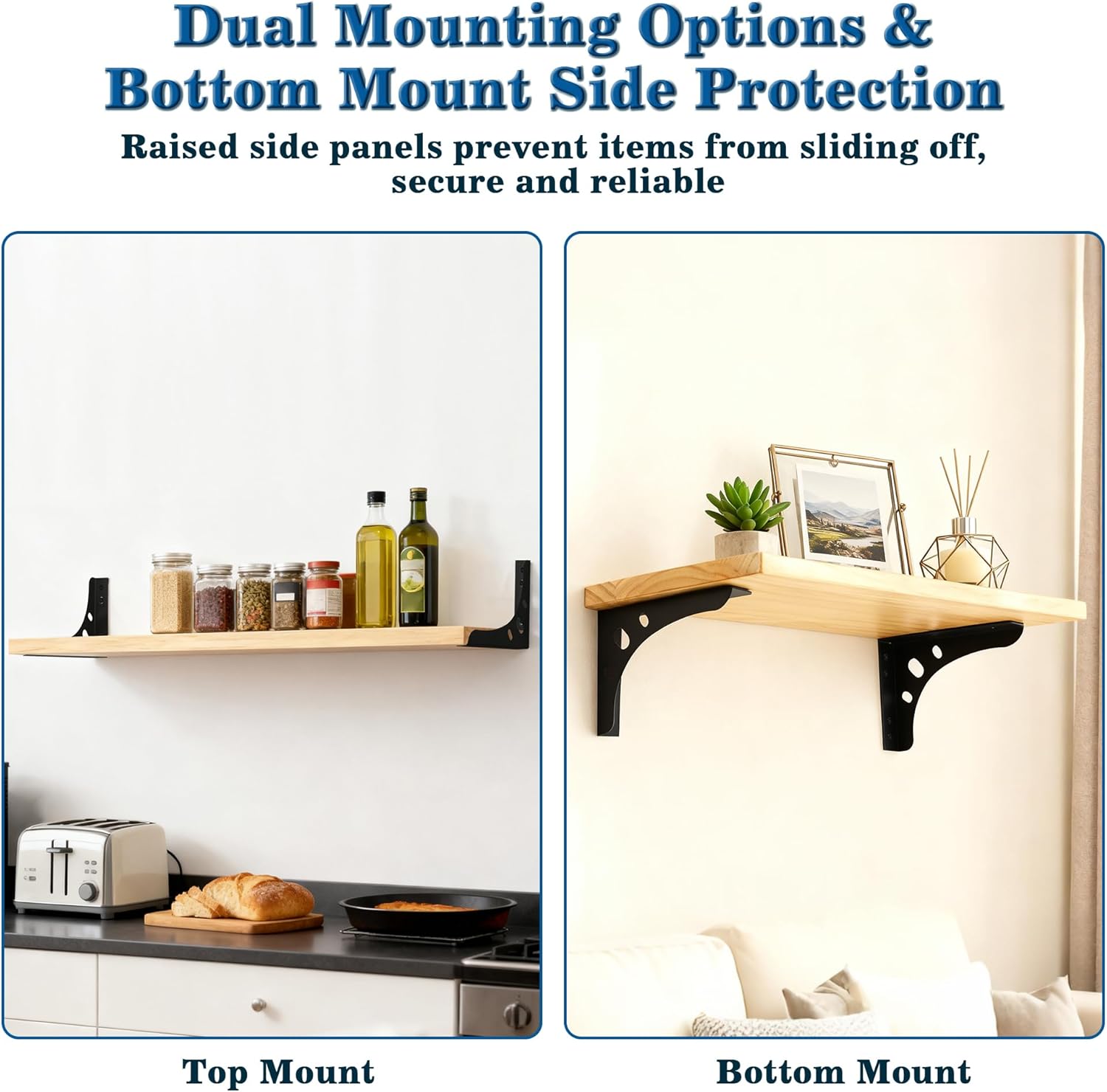 Detalle de Mooche Black 90 Degree L Shelf Support Brackets (6Inch) for Floating Shelves