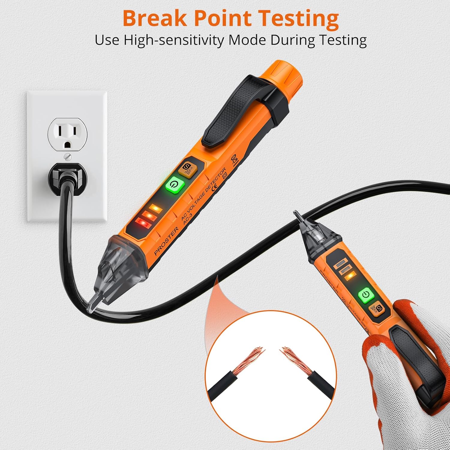 Detalle 2 de Proster TOPPST224 NCV Voltage Tester Pen, Adjustable Sensitivity, LED Torch