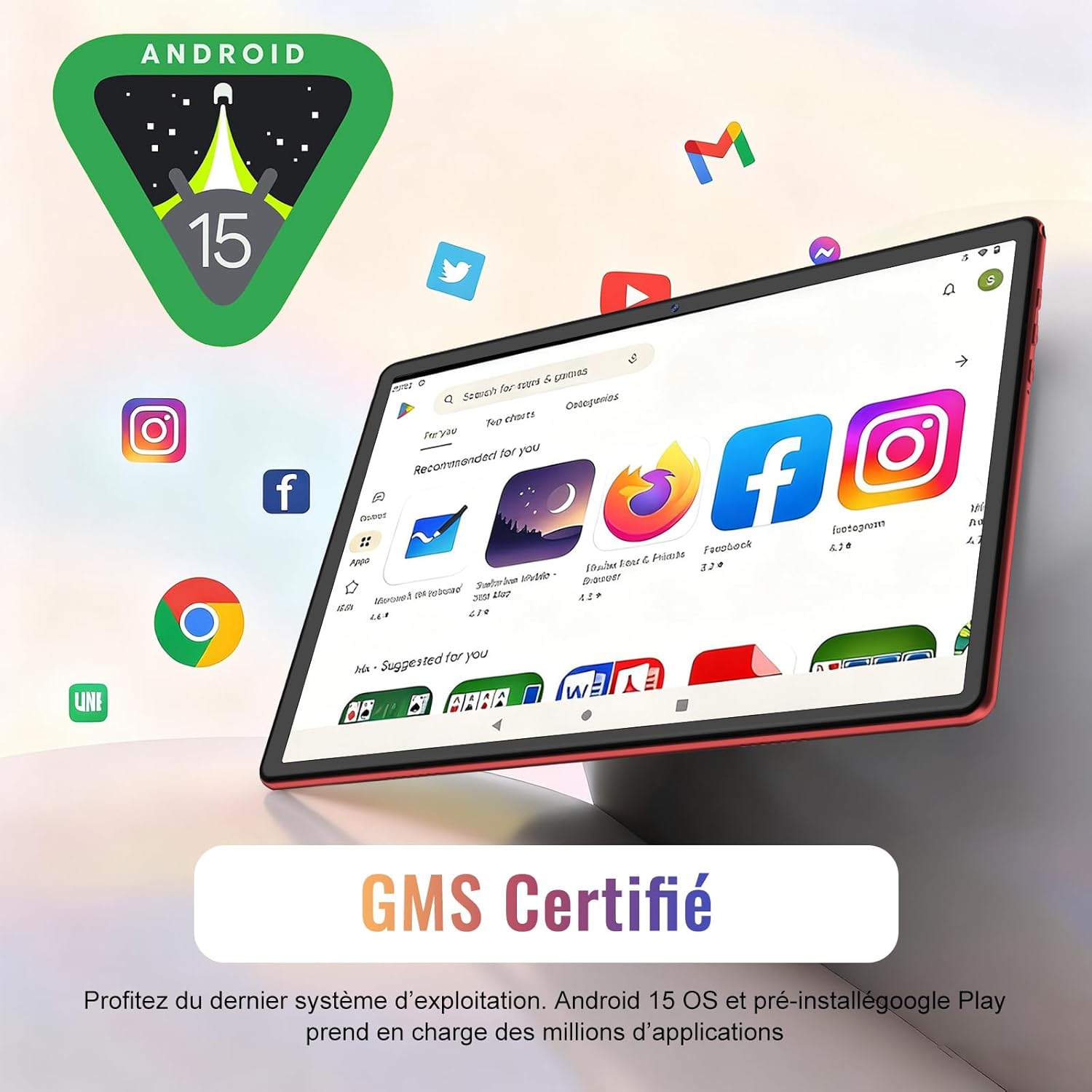 Thumbnail 2 de 2026 Tablet Android 15, 10'' Rosa con 64GB ROM + 2TB TF, 5G Wi‑Fi 6, Octa‑Core, Widevine L1, Tastiera e Mouse – 2 in 1