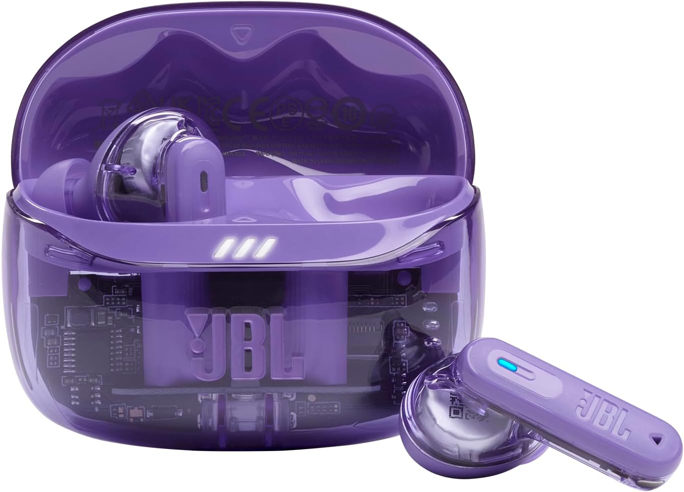 Detalle de JBL Tune Beam 2: True Wireless ANC Earbuds in Purple Ghost