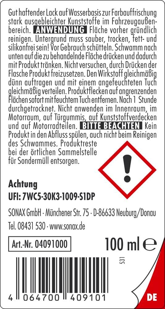 Thumbnail 1 de SONAX Kunststoff Neu Schwarz 100 ml