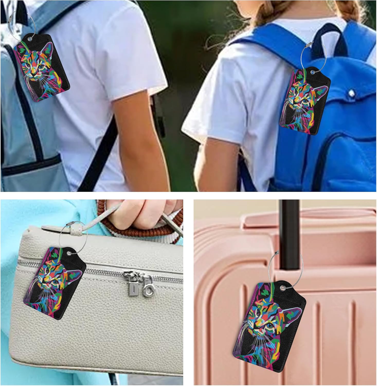 Thumbnail 5 de 2 Pack Artcat Luggage Tags by LUOENY with Privacy Cover and Stainless Steel Loop