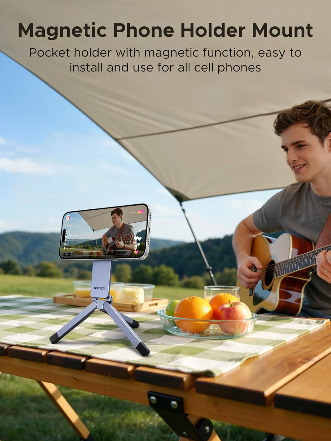 Detalle de UGREEN Magnetic Phone Stand: MagSafe Compatible Pocket Tripod