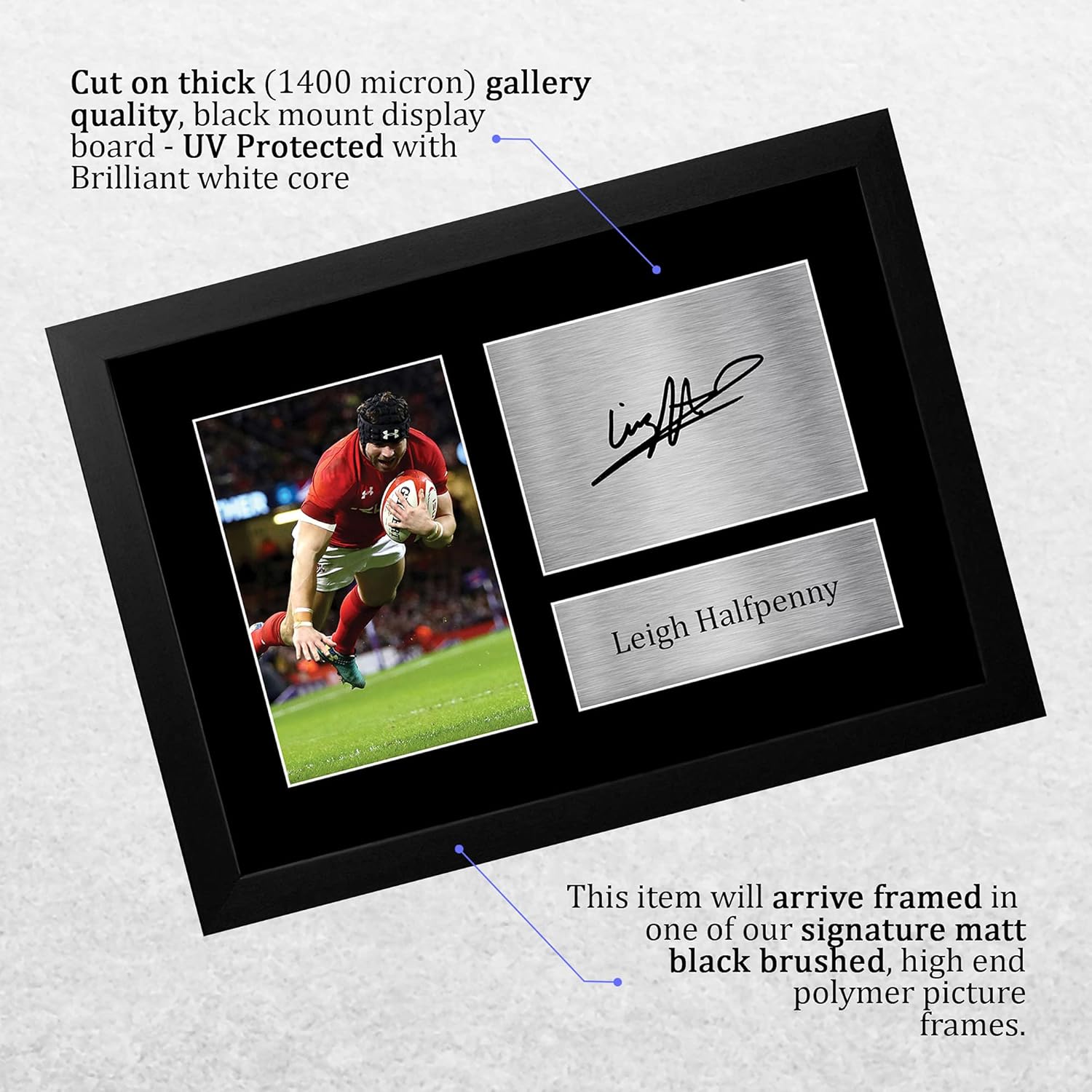 Thumbnail 2 de HWC Trading FR Leigh Halfpenny Wales A4 Framed Printed Autograph Photo for Rugby Union Fans