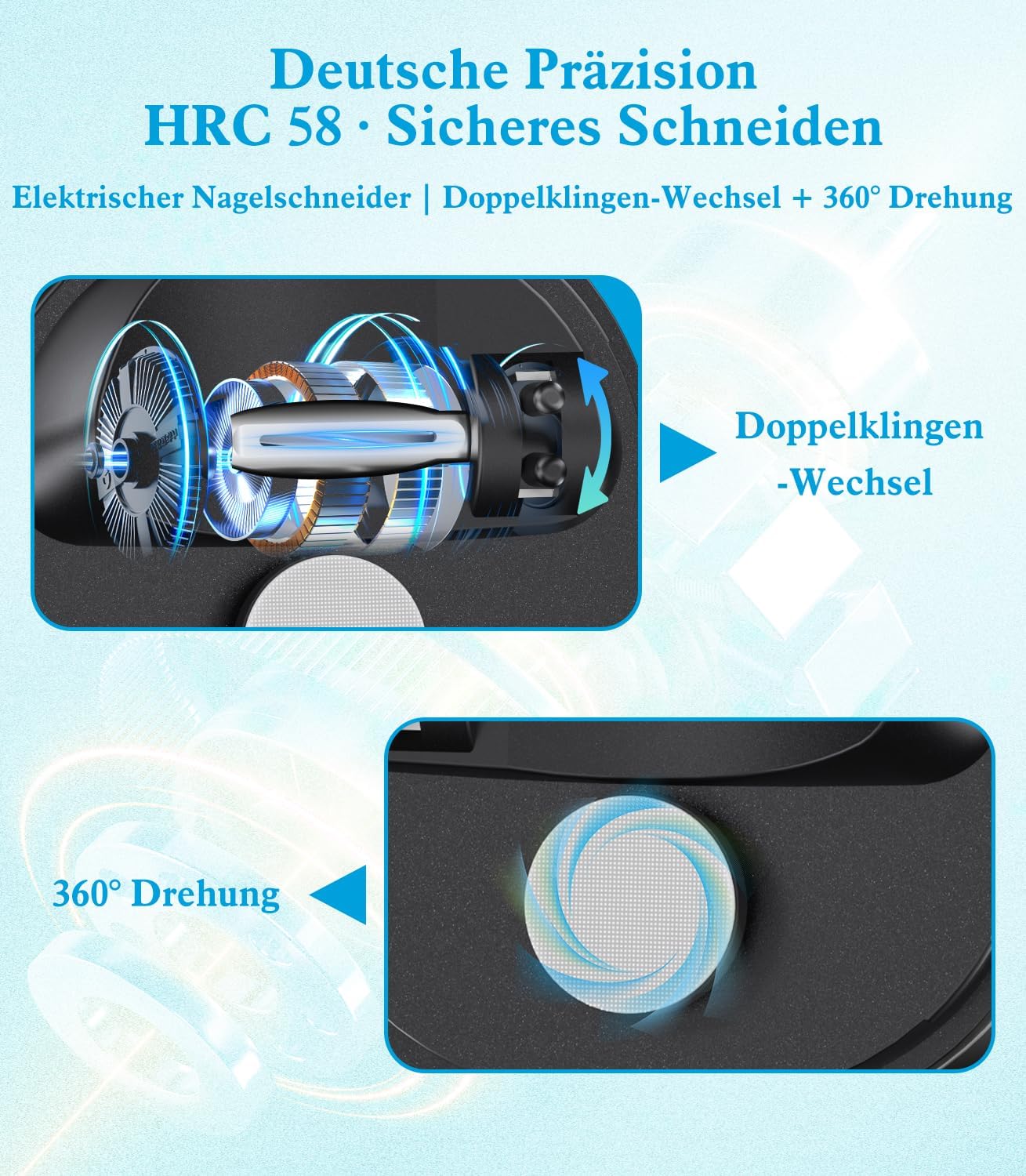 Thumbnail 2 de 2026 Upgrade Elektrischer Nagelknipser: Doppelklingen-System, Lupe und 0,01 s Sicherheitsstopp