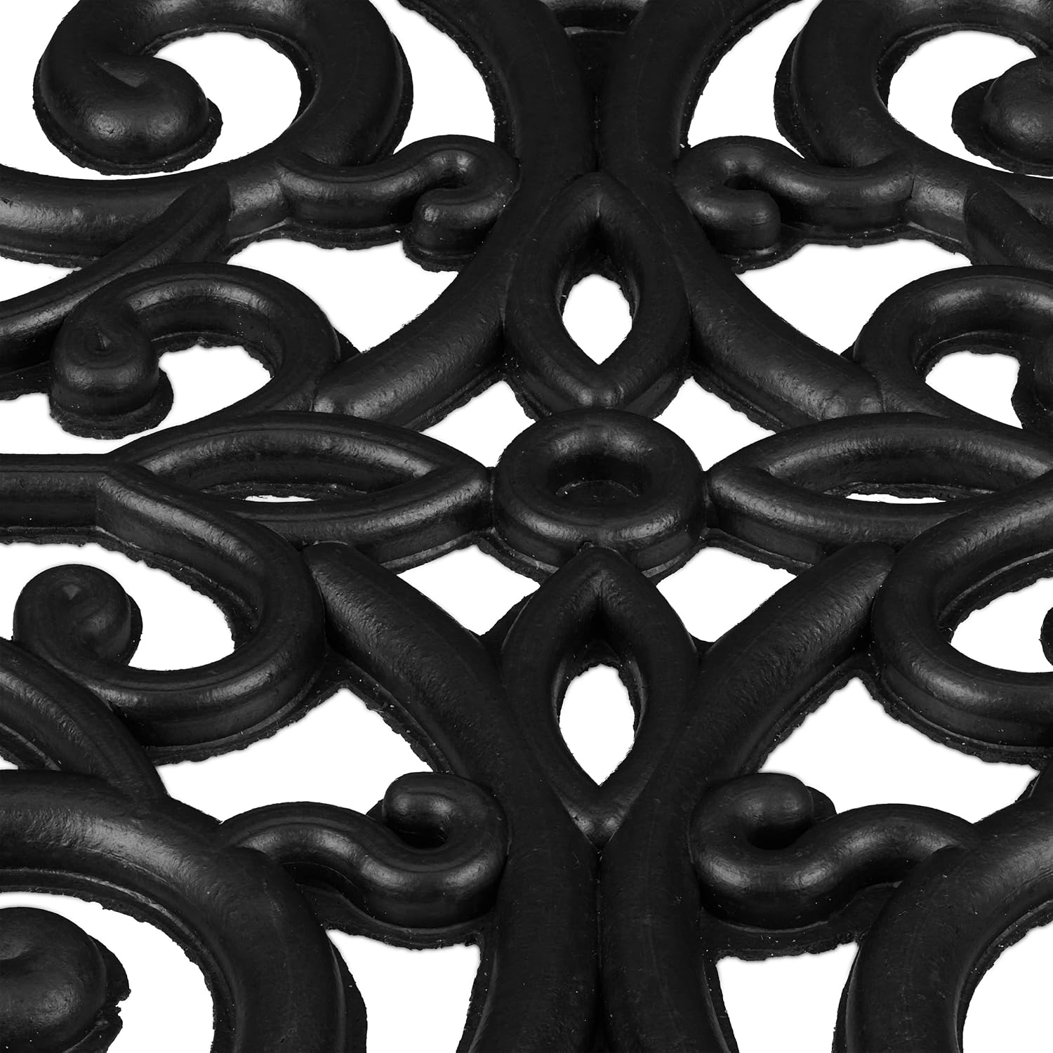 Detalle 2 de Relaxdays Half-Rounded Rubber Doormat, 45 x 75 cm, Black Ornamental Design