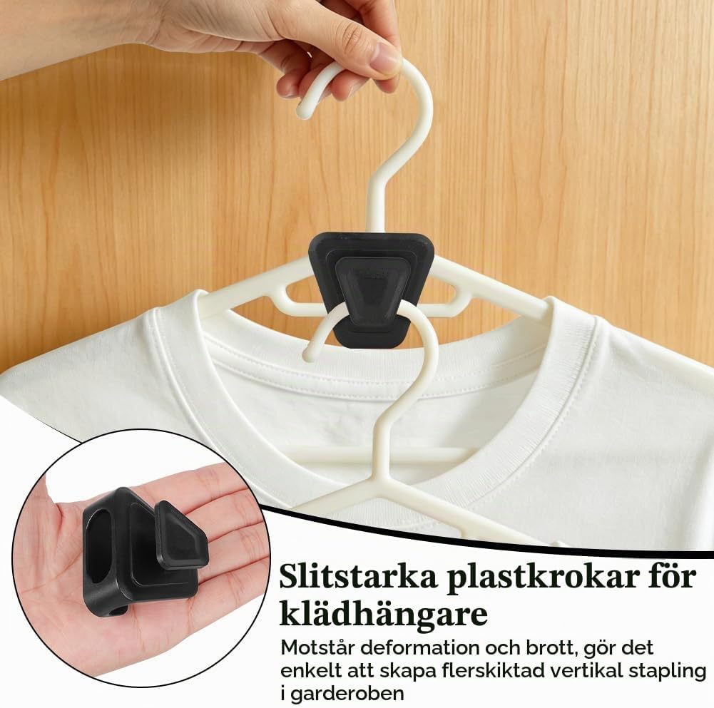 Detalle de Ainiv 20 rymdbesparande galgkrokar i svart ABS, upp till 2,5 kg per krok