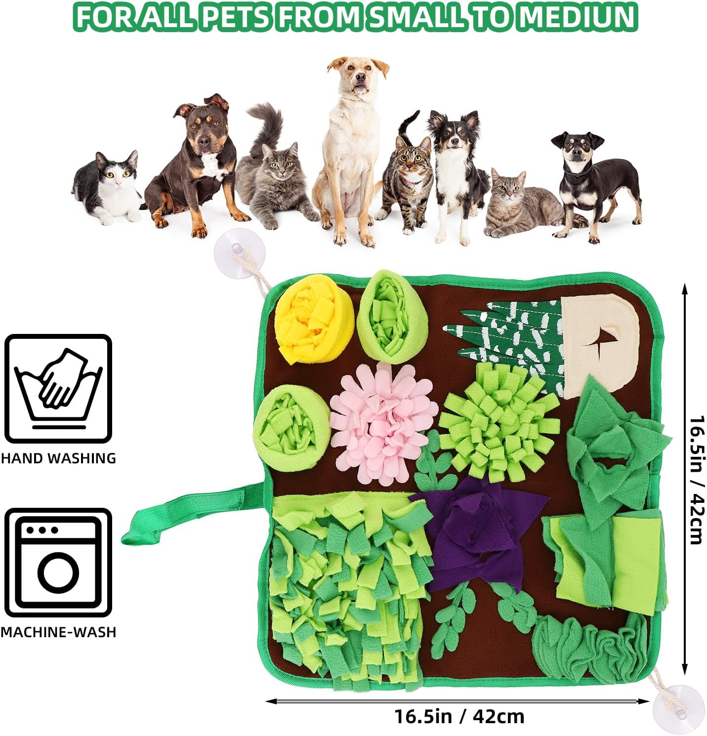 Thumbnail 1 de MoYouno Snuffle Mat for Dogs: Interactive Foraging and Slow Feeding Mat (Green Khaki)