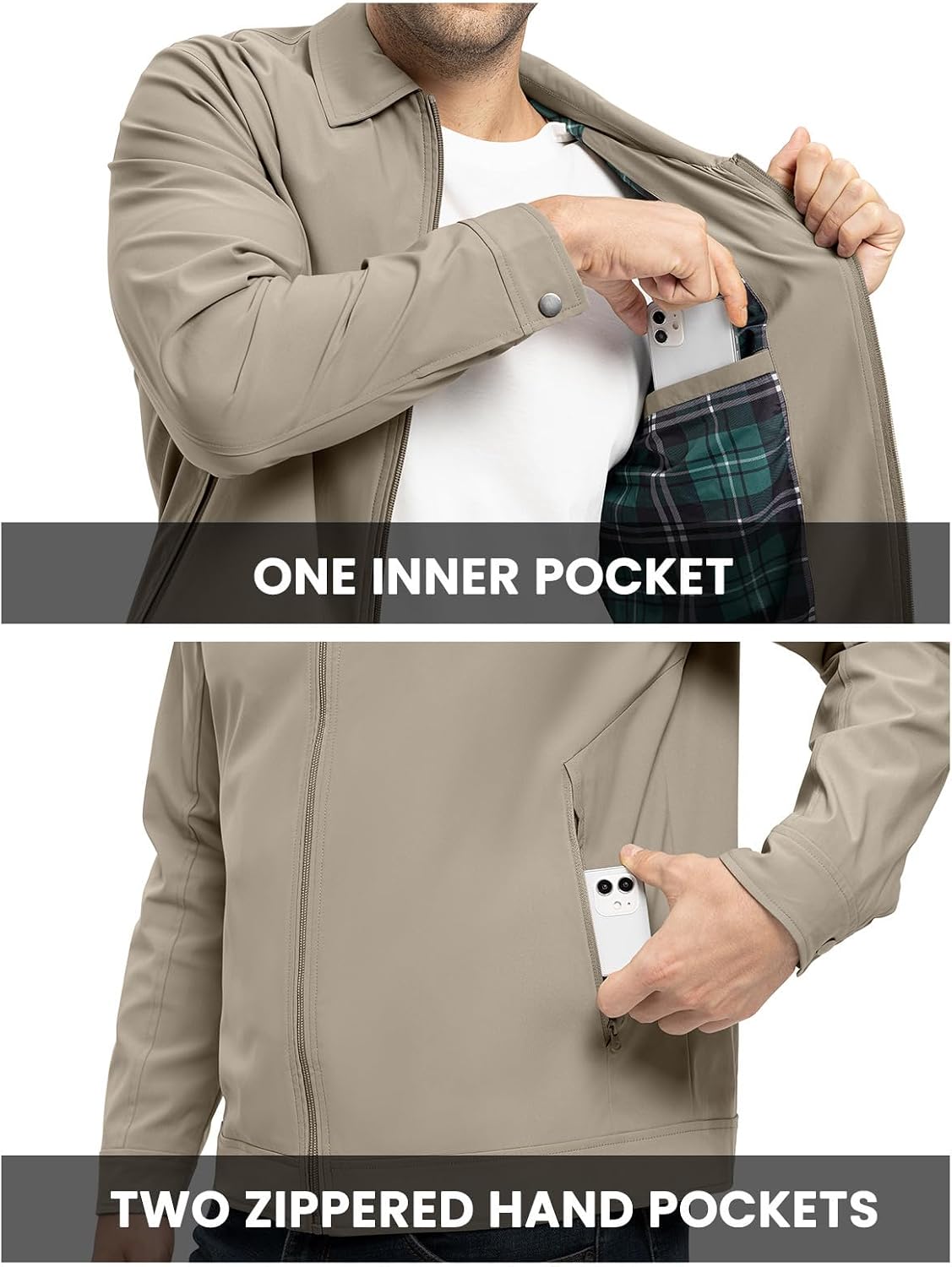 Thumbnail 6 de BGOWATU Men's Lightweight Full-Zip Windbreaker Jacket, Water-Resistant