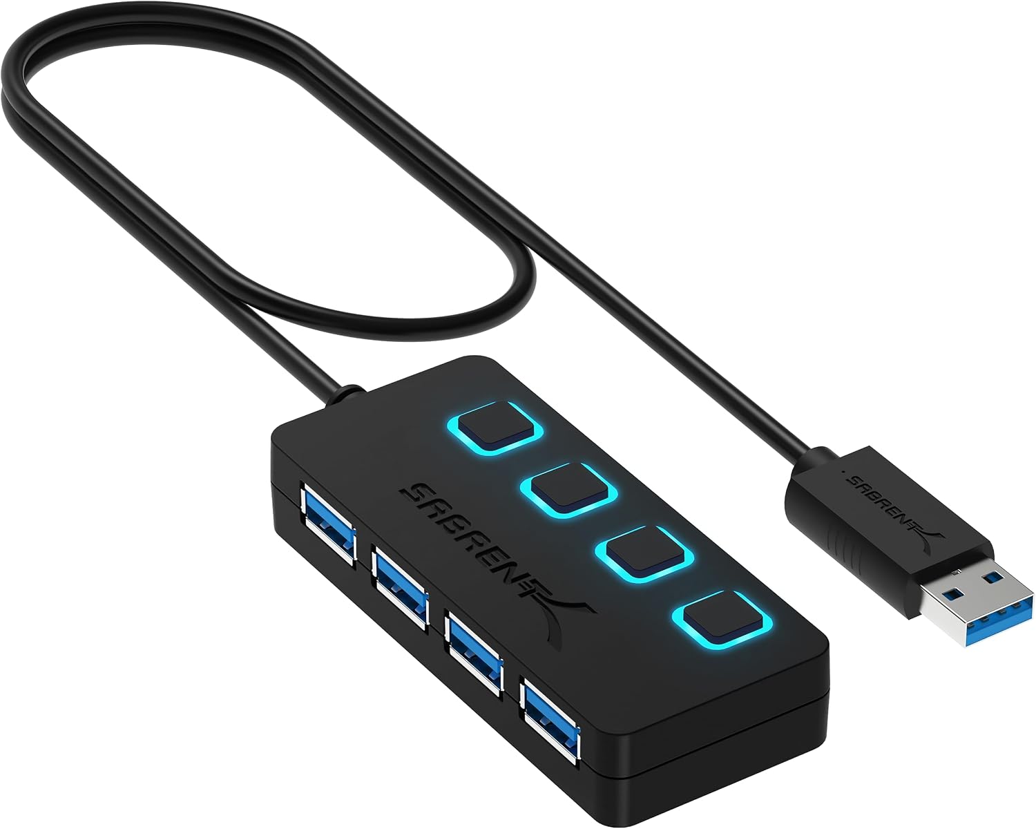 Detalle de SABRENT HB-UM43 4‑Port USB Hub 5Gbps